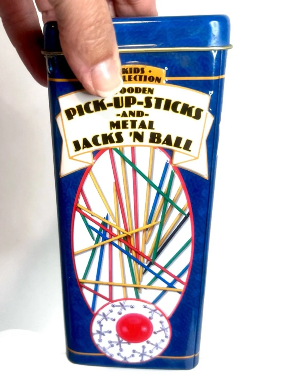 Vintage Pick-Up Sticks & Metal Jacks Game Set Tin Kids Collection Complete NIB